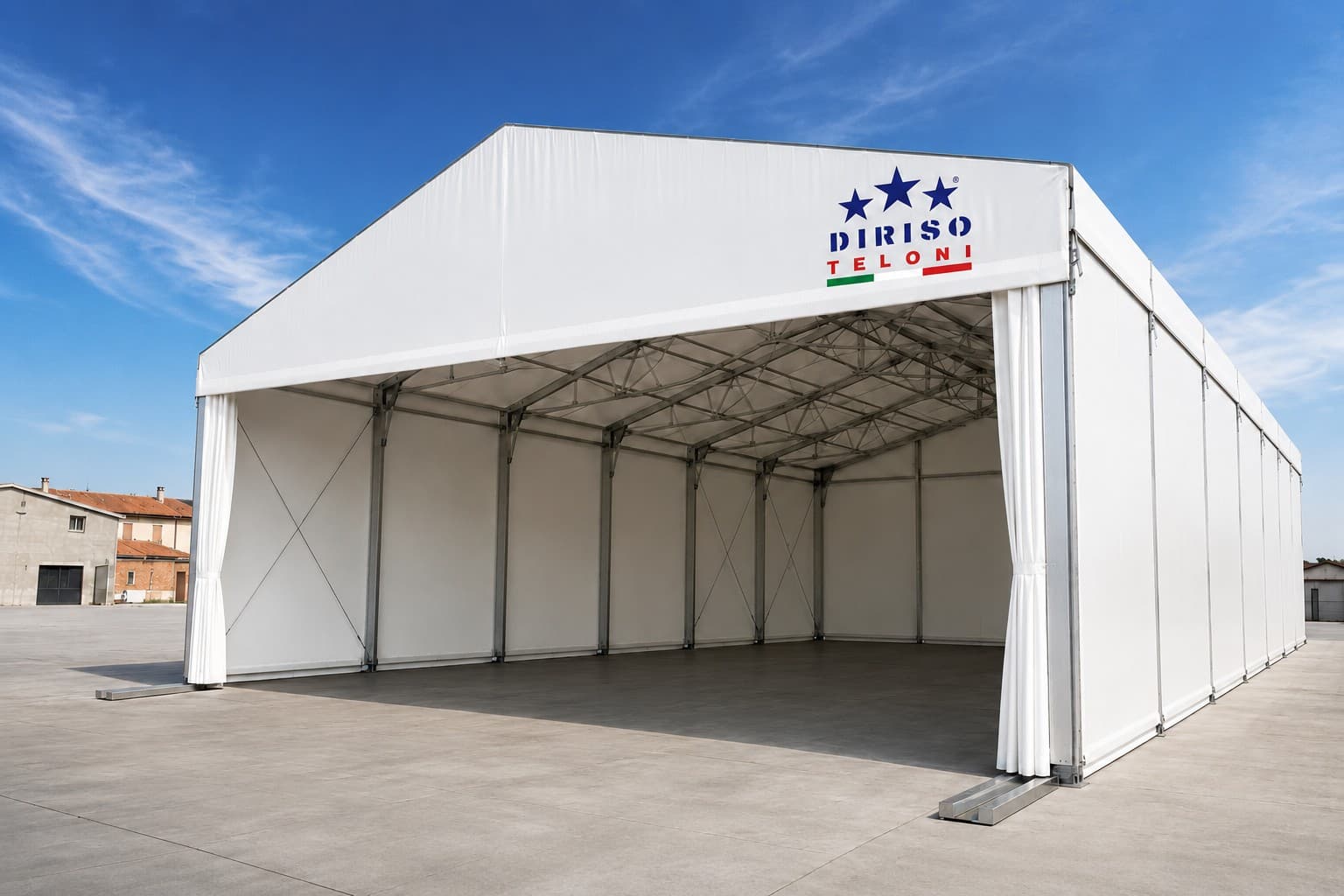 Tensostruttura industriale in PVC Di Riso Teloni — capannone in telo per stoccaggio e logistica